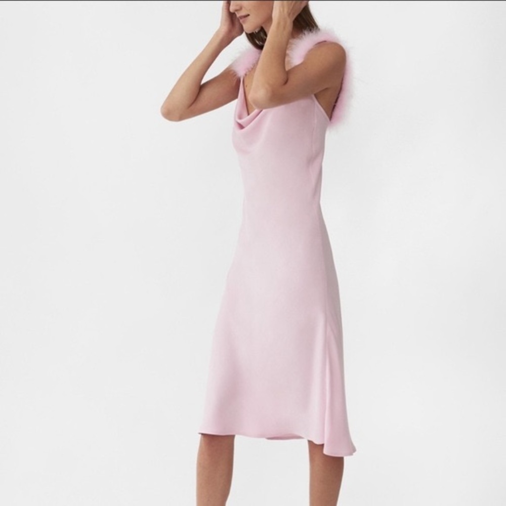 Sleeper Pink voulez vous dancer feather slip dress